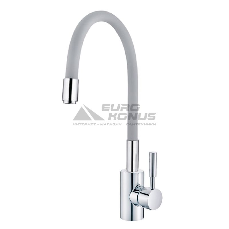 MIXXUS Смеситель для кухни однорычажный с гибким изливом Premium Rainbow 027 Grey гайка