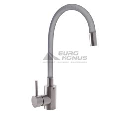 MIXXUS Смеситель для кухни однорычажный с гибким изливом SUS 011 Grey гайка (SS2799)