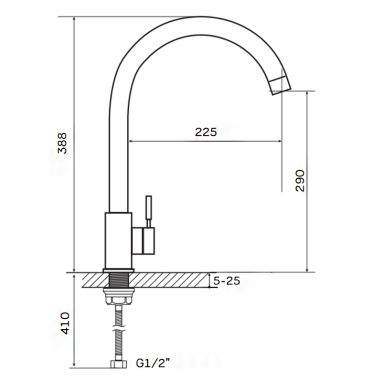 ZERIX Смеситель для кухни однорычажный LR4998-3 (ZX0571)