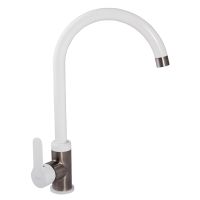 ZERIX Смеситель для кухни однорычажный LR74105W Нерж/White (LL1205)