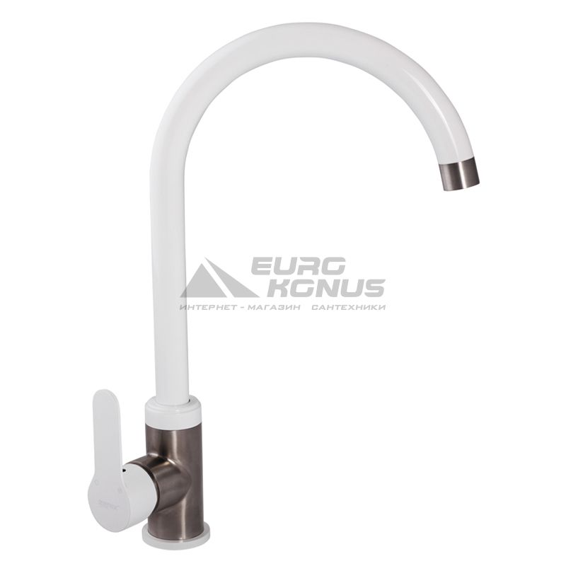 ZERIX Смеситель для кухни однорычажный LR74105W Нерж/White (LL1205)