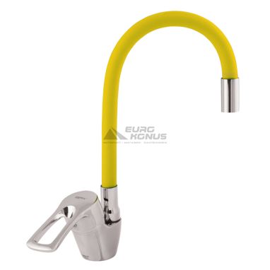 ZERIX Смеситель для кухни однорычажный с гибким изливом YUB 181 Chrome/Yellow (ZX0433)