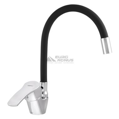 ZERIX Смеситель для кухни однорычажный с гибким изливом YUB 279 Chrome/Black (ZX0439)
