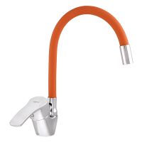 ZERIX Смеситель для кухни однорычажный с гибким изливом YUB 279 Chrome/Orange (ZX0443)
