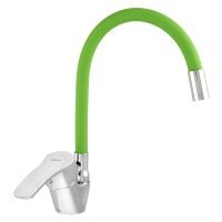 ZERIX Смеситель для кухни однорычажный с гибким изливом YUB 279 Chrome/Green (ZX0444)