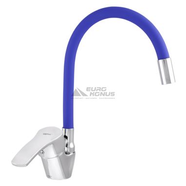 ZERIX Смеситель для кухни однорычажный с гибким изливом YUB 279 Chrome/Blue (ZX0445)