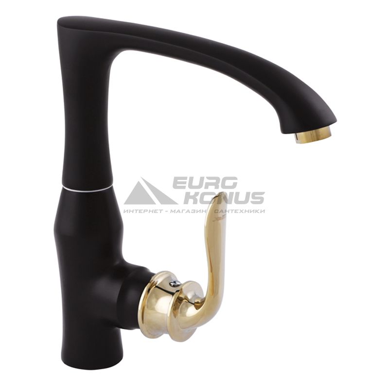 ZERIX Смеситель для кухни однорычажный Z40219-6 Black/Gold (ZX0463)