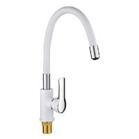 ZERIX Смеситель для кухни однорычажный с гибким изливом Z40237-7 Chrome/White (ZX0512)