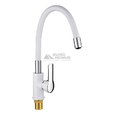 ZERIX Смеситель для кухни однорычажный с гибким изливом Z40237-7 Chrome/White (ZX0512)