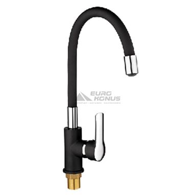 ZERIX Смеситель для кухни однорычажный с гибким изливом Z40237-6 Chrome/Black (ZX0513)