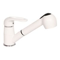 ZERIX Смеситель для кухни однорычажный с выносным шлангом Z6036-7 White (ZX0515)