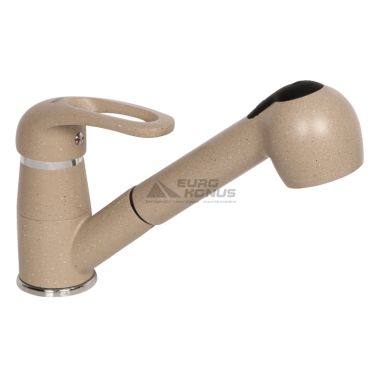 ZERIX Смеситель для кухни однорычажный с выносным шлангом Z6036-8 Beige (ZX0516)
