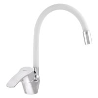 ZERIX Смеситель для кухни однорычажный с гибким изливом YUB 279 Chrome/White (ZX1581)