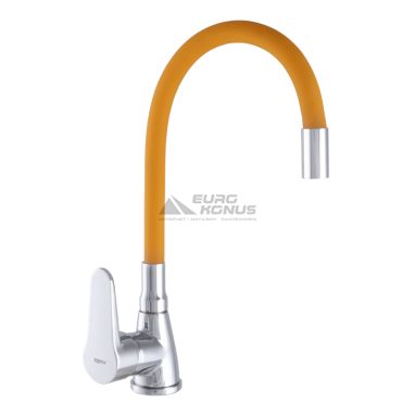 ZERIX Смеситель для кухни однорычажный с гибким изливом SOP7 146 Chrome/Orange (ZX2657)