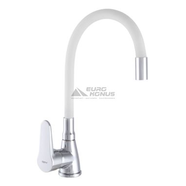 ZERIX Смеситель для кухни однорычажный с гибким изливом SOP7 146 Chrome/White (ZX2660)