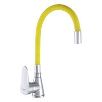 ZERIX Смеситель для кухни однорычажный с гибким изливом SOP7 146 Chrome/Yellow (ZX2661)