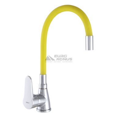 ZERIX Смеситель для кухни однорычажный с гибким изливом SOP7 146 Chrome/Yellow (ZX2661)