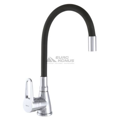 ZERIX Смеситель для кухни однорычажный с гибким изливом SOP7 045 Chrome/Black (ZX2662)