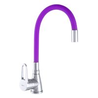 ZERIX Смеситель для кухни однорычажный с гибким изливом SOP7 045 Chrome/Purple (ZX2666)