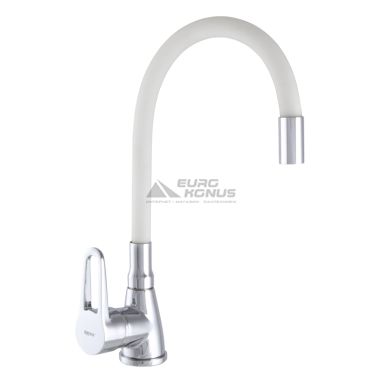 ZERIX Смеситель для кухни однорычажный с гибким изливом SOP7 045 Chrome/White (ZX2668)