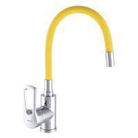 ZERIX Смеситель для кухни однорычажный с гибким изливом SAR 181 Chrome/Yellow (ZX2670)