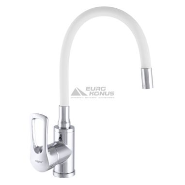 ZERIX Смеситель для кухни однорычажный с гибким изливом SAR 181 Chrome/White (ZX2671)
