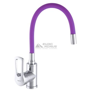 ZERIX Смеситель для кухни однорычажный с гибким изливом SAR 181 Chrome/Purple (ZX2673)