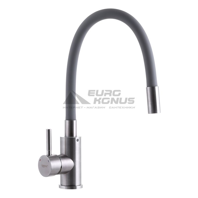 ZERIX Смеситель для кухни однорычажный с гибким изливом SUS-011 Нерж/Grey (ZX3130)