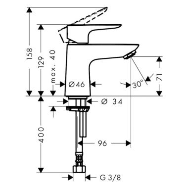HANSGROHE Кран для раковины (моно) Talis E (71706000)