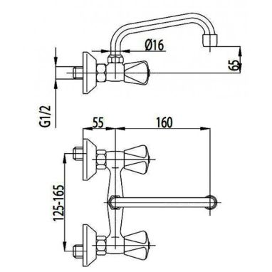 ARMATURA Смеситель для умывальника двухвентильный Standard 300-310-00