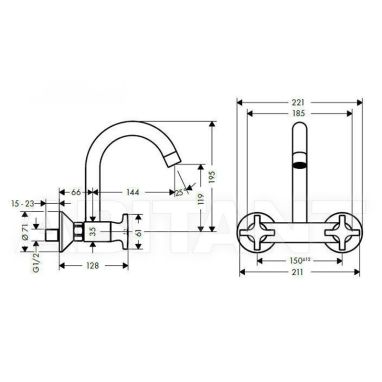 HANSGROHE Смеситель для умывальника двухвентильный Logis Classic (71286000)
