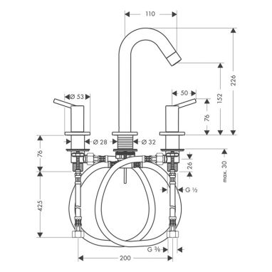 HANSGROHE Смеситель для умывальника двухвентильный скрытого монтажа Talis (32310000)