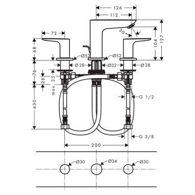 HANSGROHE Смеситель для умывальника двухвентильный скрытого монтажа Talis E (71733000)