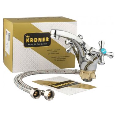 KRONER Смеситель для умывальника двухвентильный KRM Rhein-C010 (CV018074)