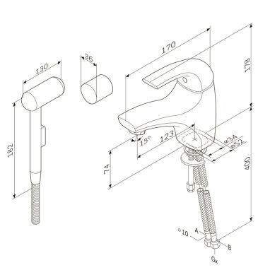 AM.PM Смеситель для умывальника однорычажный с гигиеническим душем Sense (F7503000)