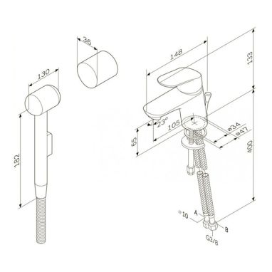 AM.PM Смеситель для умывальника однорычажный с гигиеническим душем Like (F8003000)