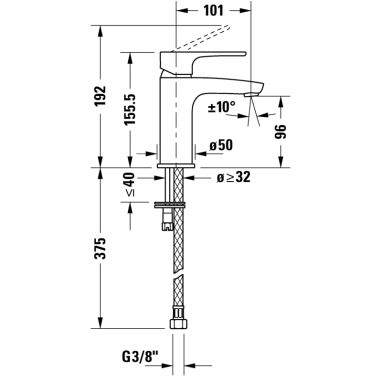 DURAVIT Смеситель для умывальника однорычажный B.1 (B11010002010)