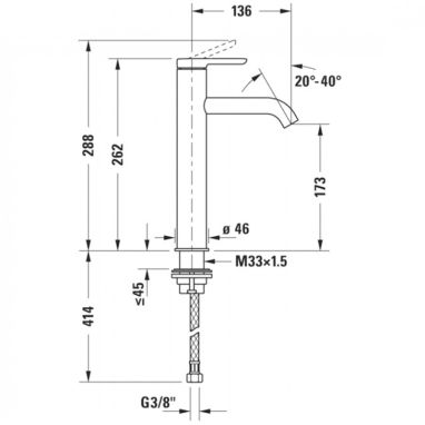 DURAVIT Смеситель для умывальника однорычажный C.1 (C11030002010)