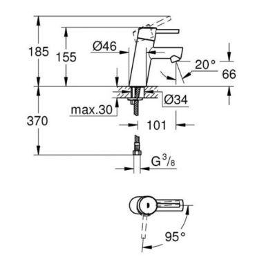 GROHE Смеситель для умывальника однорычажный CONCETTO (2338510E)