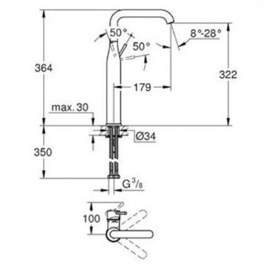 GROHE Смеситель для умывальника однорычажный ESSENCE XL (32901AL1)