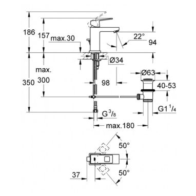 GROHE Смеситель для умывальника однорычажный Eurocube (23127000)