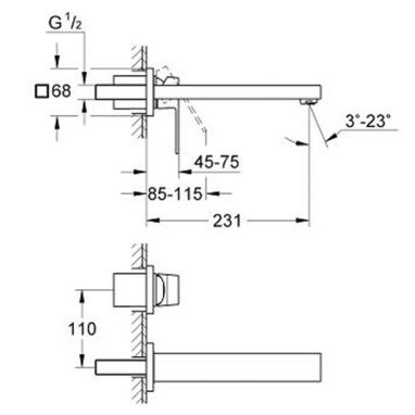GROHE Внешняя часть смесителя однорычажного для умывальника Eurocube (23447000)