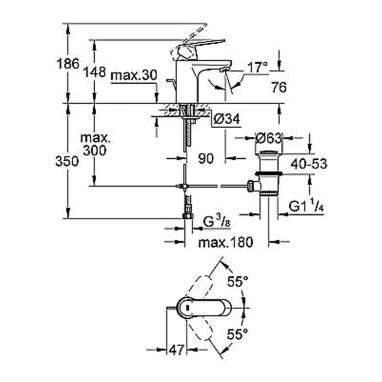 GROHE Смеситель для умывальника однорычажный Eurosmart Cosmopolitan (32825000)