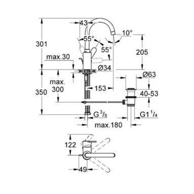 GROHE Смеситель для умывальника однорычажный Eurostyle Cosmopolitan (23043002)