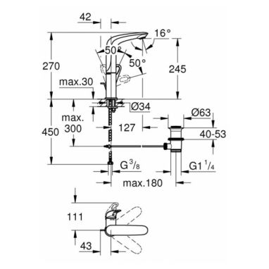GROHE Смеситель для умывальника однорычажный Eurostyle (23569003)