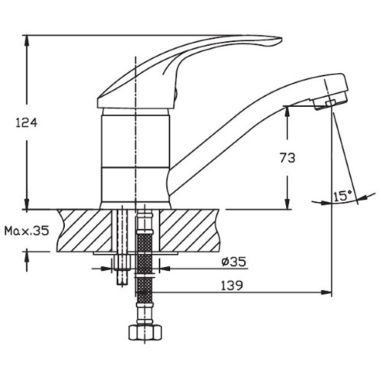 HAIBA Смеситель для умывальника однорычажный Mars 004-15 Satin (HB0252)