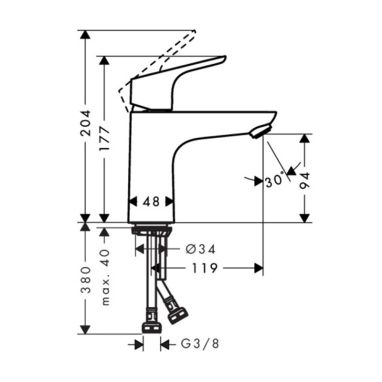 HANSGROHE Смеситель для умывальника однорычажный Focus (31513000)