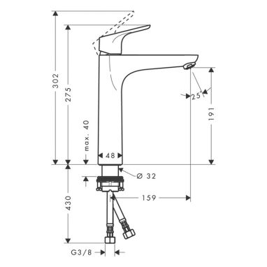 HANSGROHE Смеситель для умывальника однорычажный Focus (31518000)