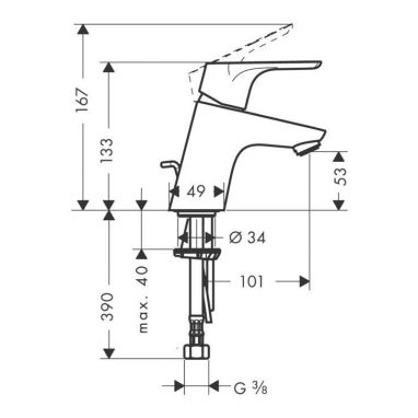 HANSGROHE Смеситель для умывальника однорычажный Focus (31539000)