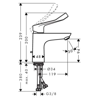 HANSGROHE Смеситель для умывальника однорычажный Focus Care (31911000)